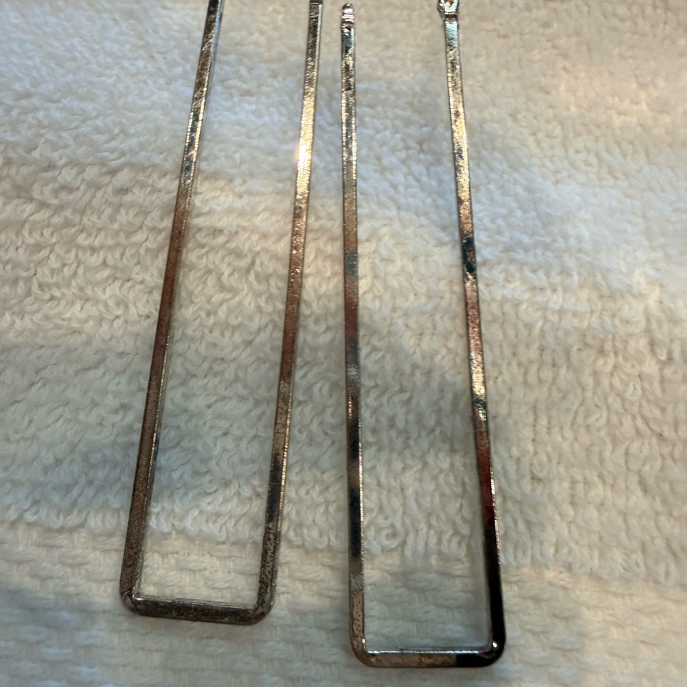 Long Rectangular hammered Sterling Silver Earrings
